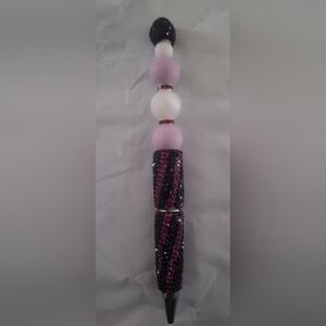 Black & Purple Bling Pen With Purple & White Balls NEW